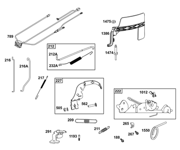 Controls Group Diagram and Parts List for 40N777-0031-B5 400000 - 699999 Briggs and Stratton Engine